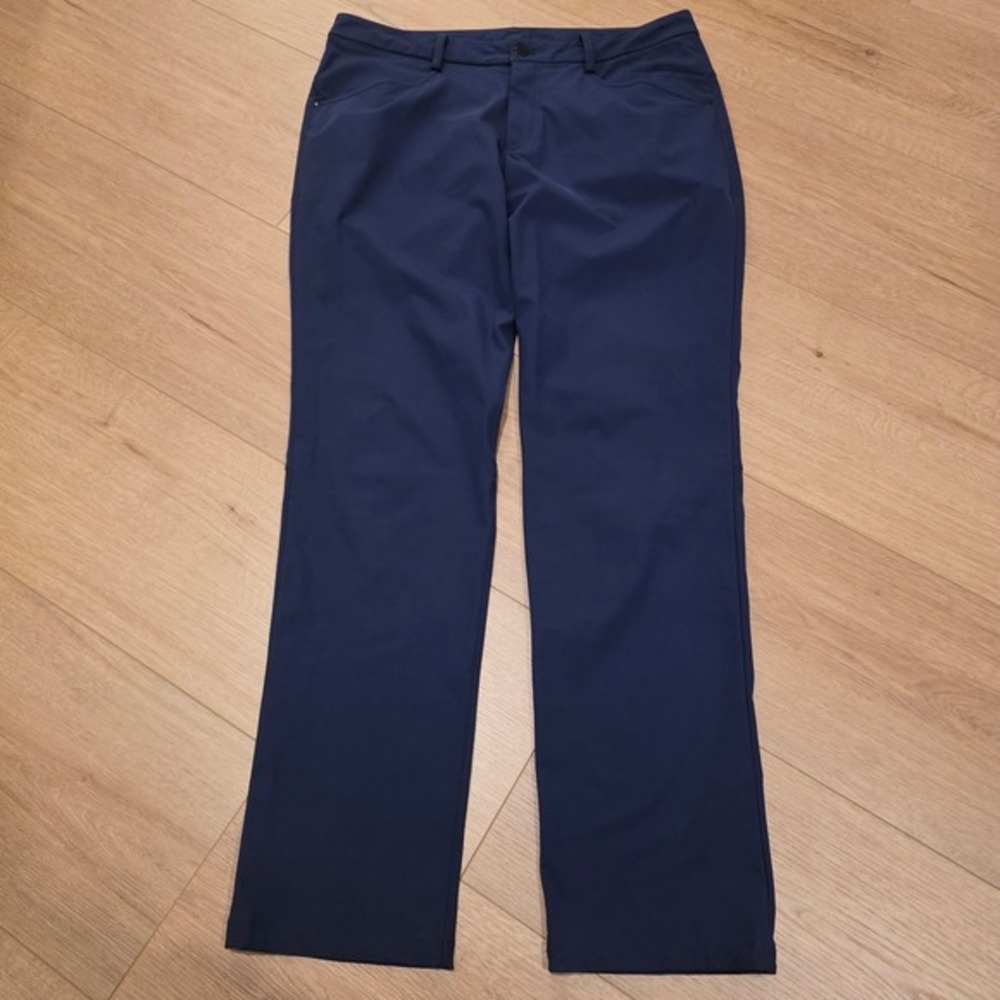 Lululemon Mens ABC Pants Navy Blue Straight Leg Technical‎ Golf Trousers 36x33